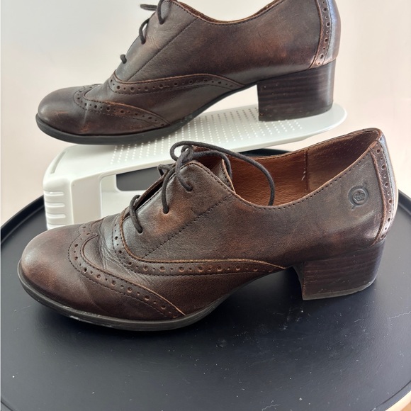 Born Brown Leather Lace-up Heeled Shoes - Picture 4 of 6